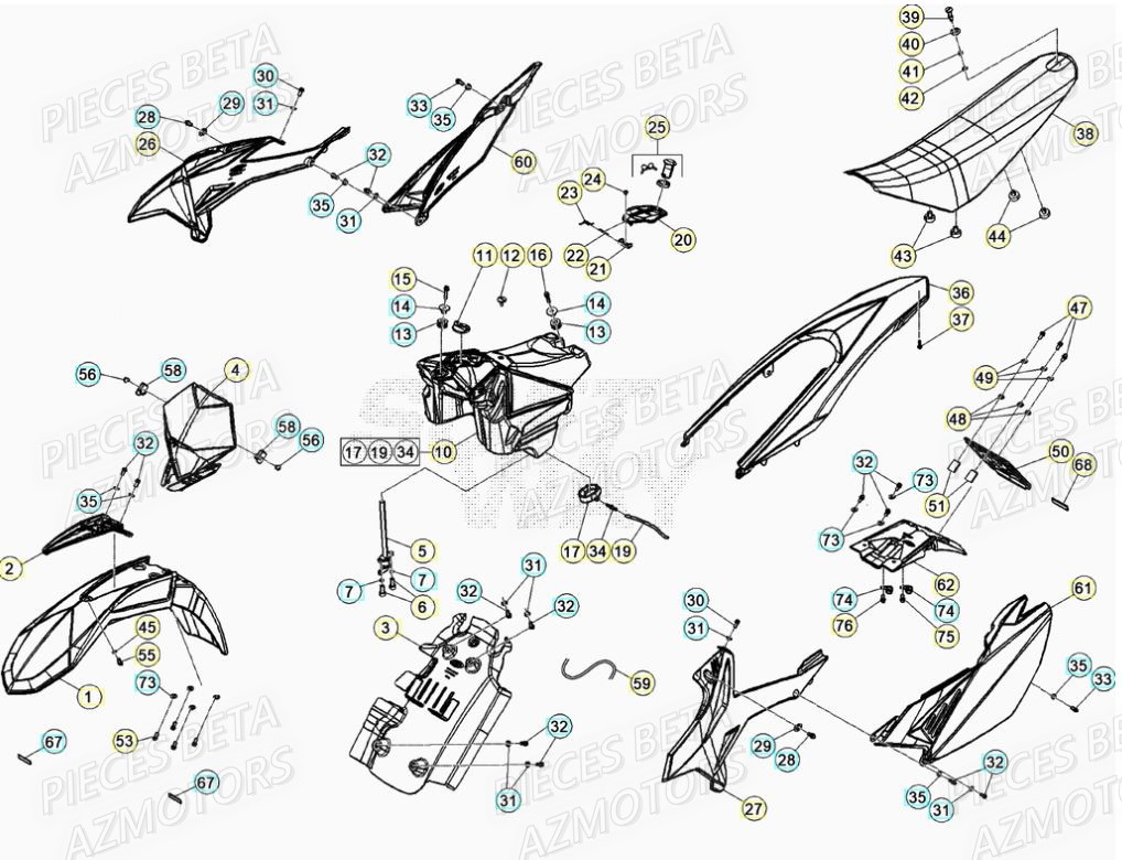 Carenages AZMOTORS BETA Motard SPORT 2T 50 (2020)