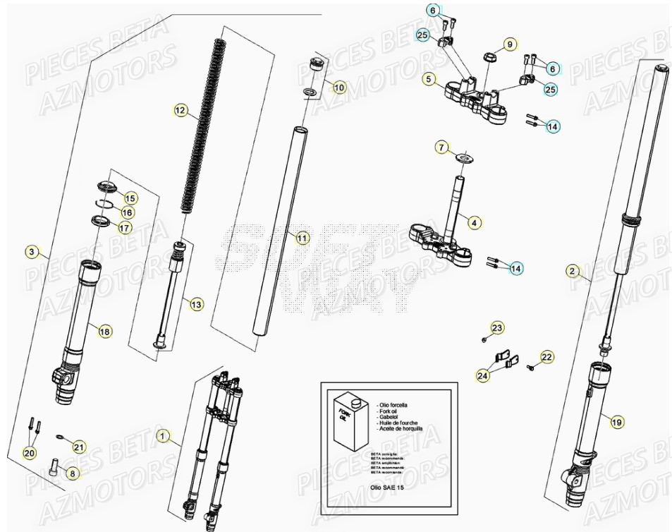 Fourche AZMOTORS BETA Motard SPORT 2T 50 2021-2022