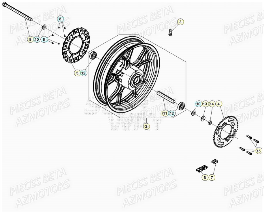 Roue Arriere AZMOTORS BETA Motard SPORT 2T 50 2021-2022