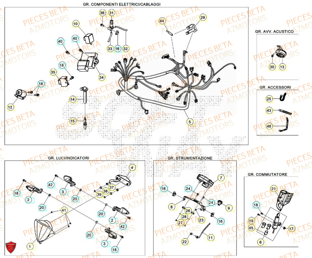 Equipement Electrique AZMOTORS BETA Motard SPORT 2T 50 LS 2024