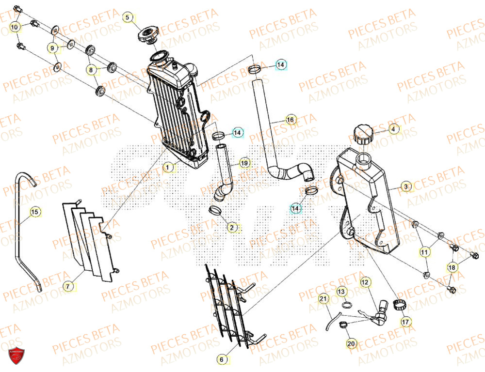 Refroidissement AZMOTORS BETA Motard SPORT 2T 50 LS 2024