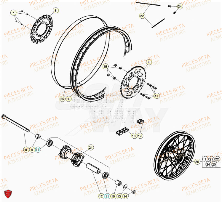 Roue Arriere AZMOTORS BETA Motard TRACK 2T 50 2023