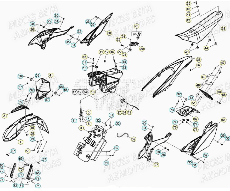 Carenages AZMOTORS BETA Motard TRACK 2T 50 (2020)