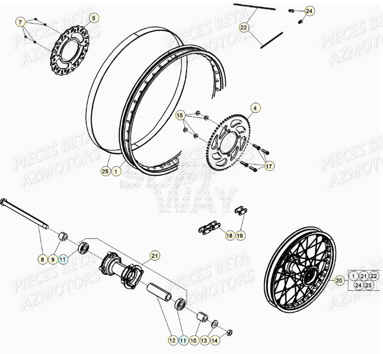 Roue Arriere AZMOTORS BETA Motard TRACK 2T 50 (2020)