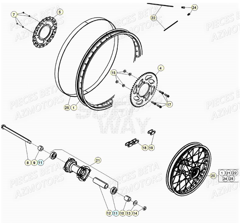 Roue Arriere AZMOTORS BETA Motard TRACK R 2T 50 (2020)