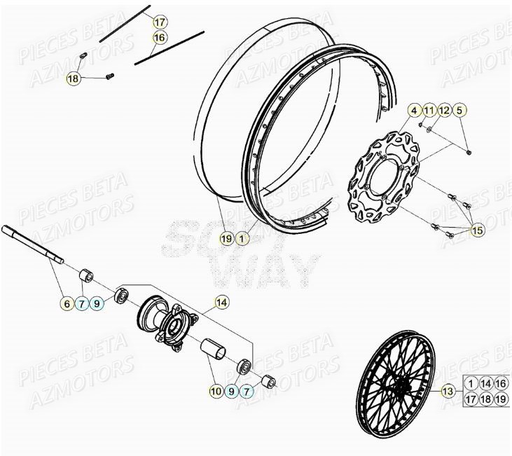 Roue Avant AZMOTORS BETA Motard TRACK 2T 50 2021-2022