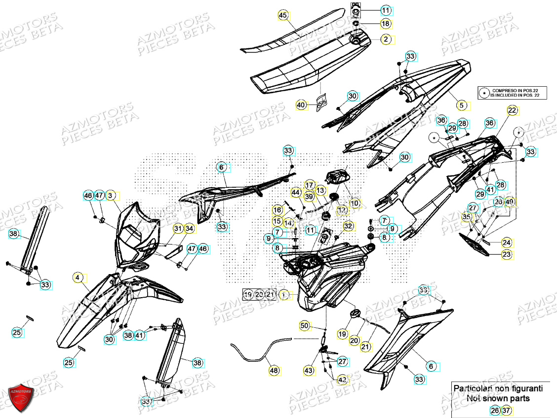 Carenages Reservoir Selle AZMOTORS BETA Motard TRACK BLUE 2T 50 2024

