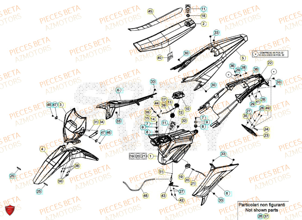 Carenages AZMOTORS BETA Motard X GREY 2T 50 2024