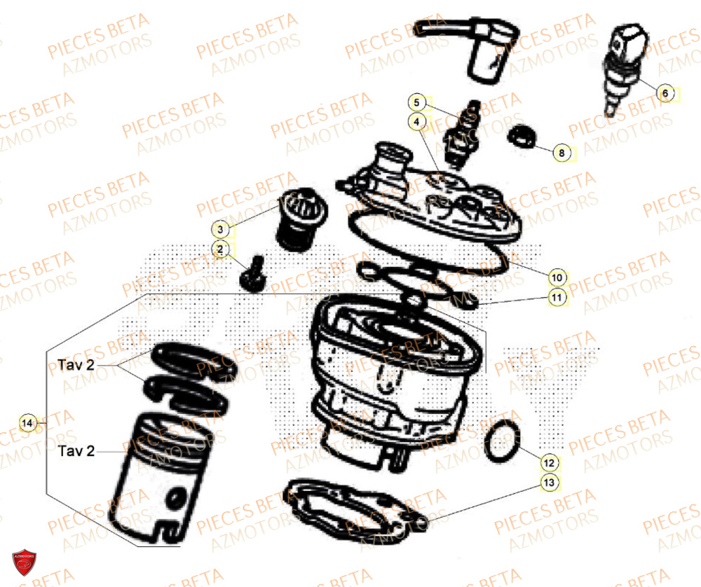 Cylindre AZMOTORS BETA Motard X GREY 2T 50 2024