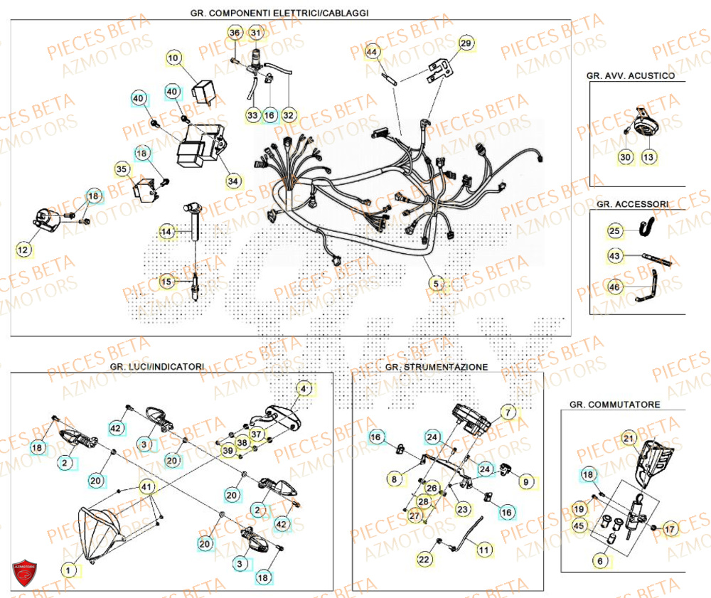 Equipement Electrique AZMOTORS BETA Motard X GREY 2T 50 2024