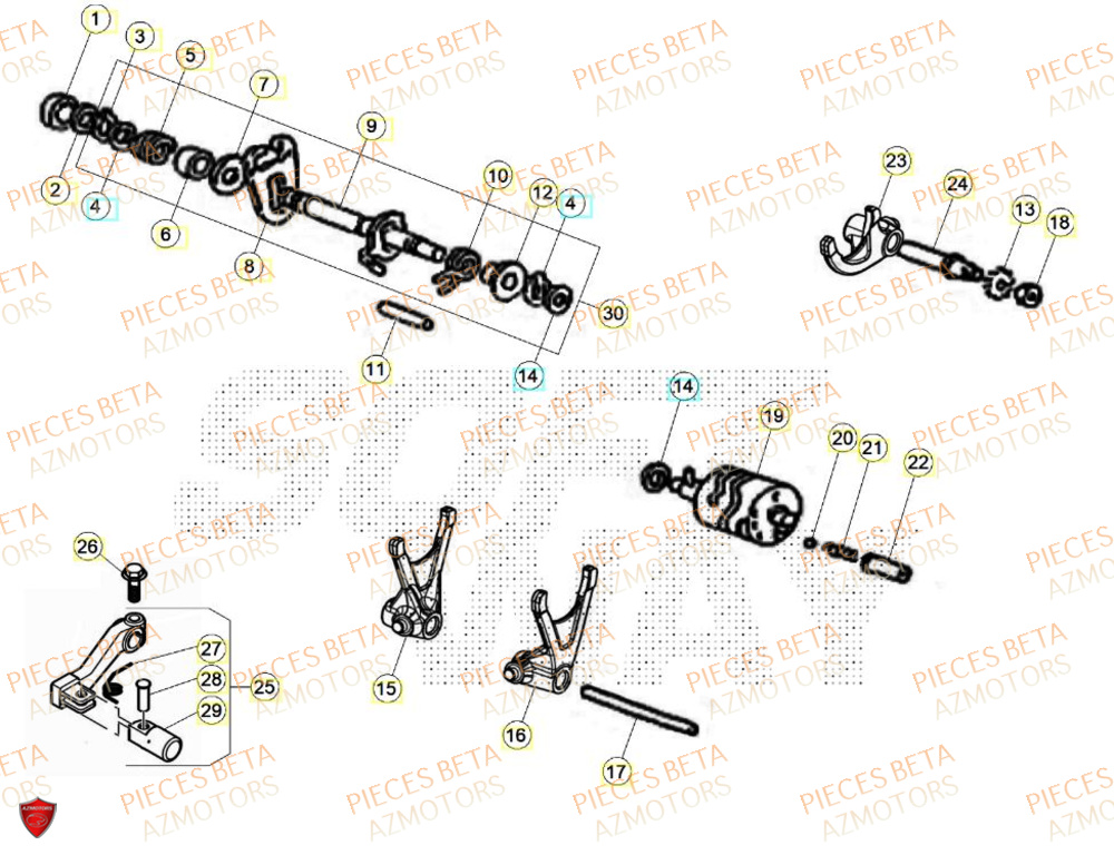Selecteur De Vitesses AZMOTORS BETA Motard X GREY 2T 50 2024