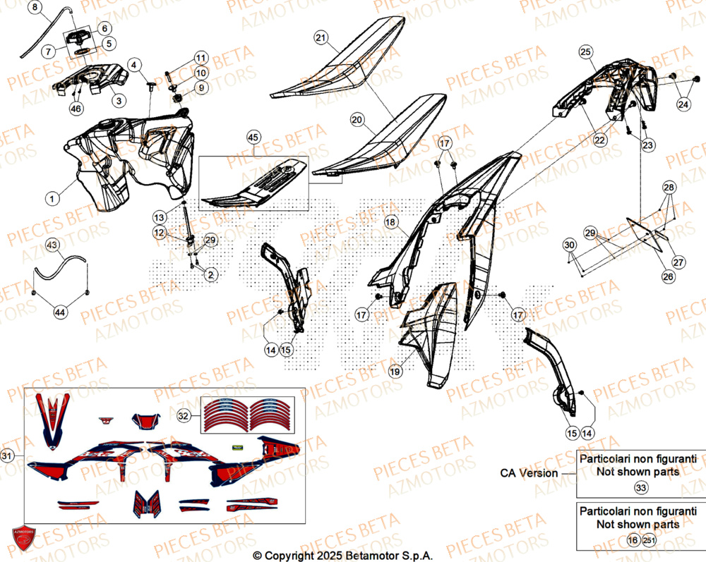 Carenage Arriere AZMOTORS Pieces Beta RR 200 RACE 2T - 2026