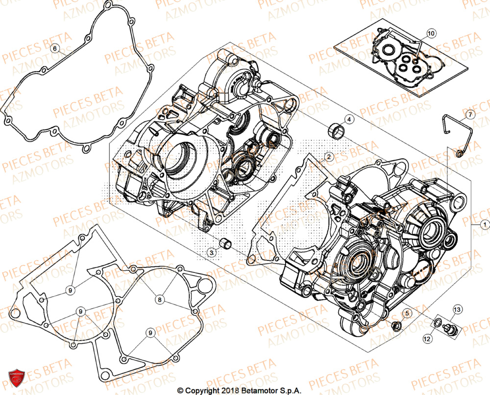 Carter Moteur AZMOTORS Pieces Beta RR 200 RACE 2T - 2026