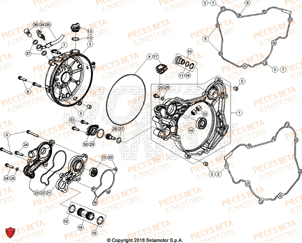 Couvercle Embrayage AZMOTORS Pieces Beta RR 200 RACE 2T - 2026