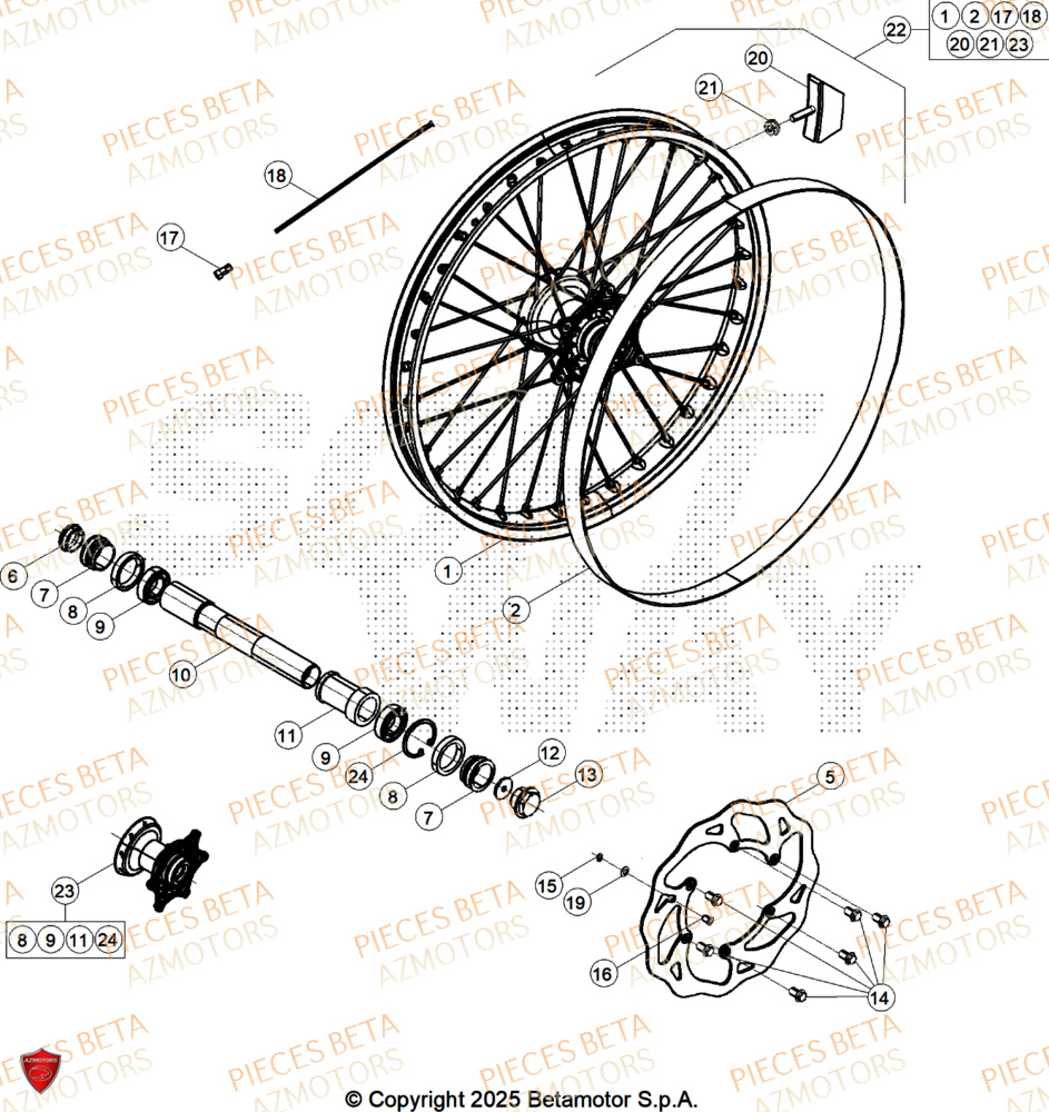 Roue Avant AZMOTORS Pieces Beta RR 200 RACE 2T - 2026