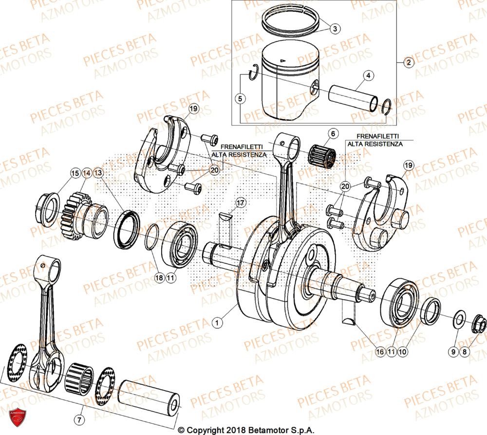 Vilebrequin AZMOTORS Pieces Beta RR 200 RACE 2T - 2026
