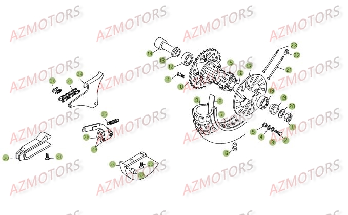 Roue Arriere AZMOTORS PiÃ¨ces BETA REV-3 125CC - [2008]