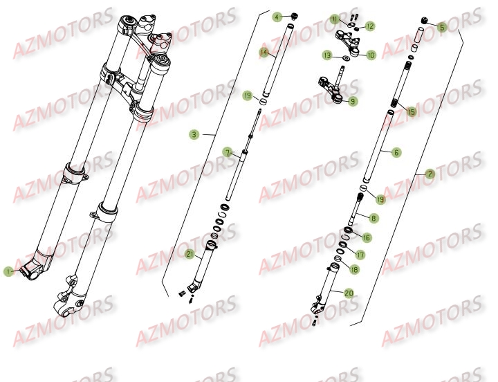 Fourche AZMOTORS PiÃ¨ces BETA REV-3 200CC - [2008]