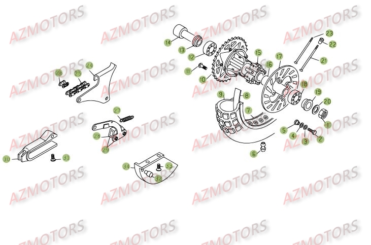 Roue Arriere AZMOTORS PiÃ¨ces BETA REV 3-125cc  - [2005]