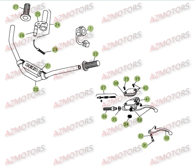 Commandes   Guidon AZMOTORS PiÃ¨ces BETA REV 3-270cc  - [2005]