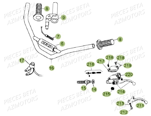 Guidon Du N Serie 200379 A 200448 AZMOTORS PiÃ¨ces BETA REV 80 - [2010-2011]