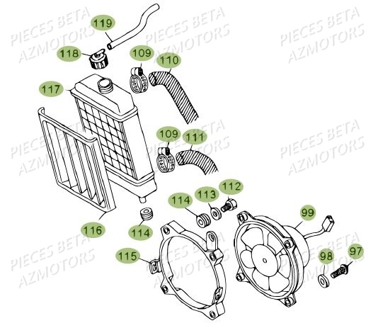 Radiateur AZMOTORS PiÃ¨ces BETA REV 80 - [2010-2011]
