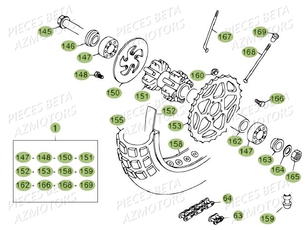 Roue Arriere AZMOTORS PiÃ¨ces BETA REV 80 - [2012]