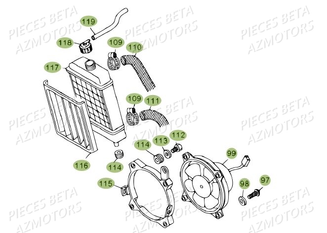 Radiateur AZMOTORS PiÃ¨ces BETA REV 80 - (2014)