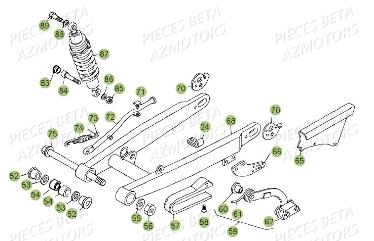 Suspension Arriere AZMOTORS PiÃ¨ces BETA REV 80 - (2014)