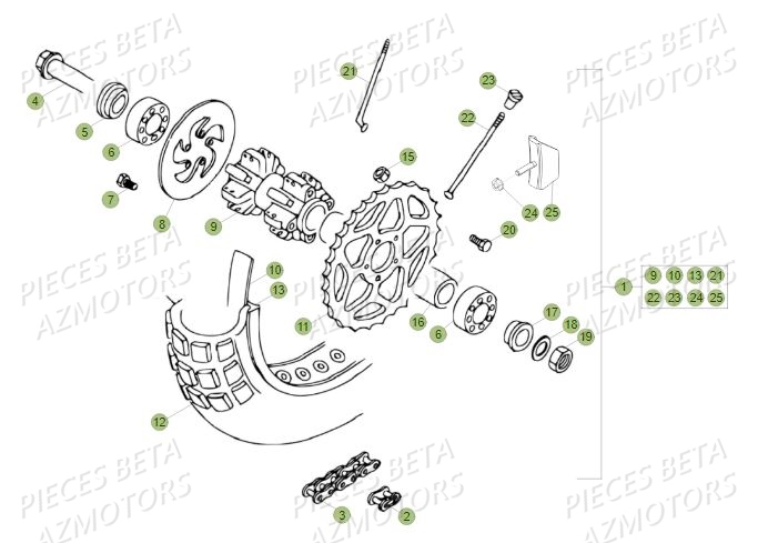 Roue Arriere AZMOTORS PiÃ¨ces BETA REV 80 - (2016)