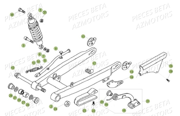 Suspension Arriere AZMOTORS PiÃ¨ces BETA REV 80 - (2016)