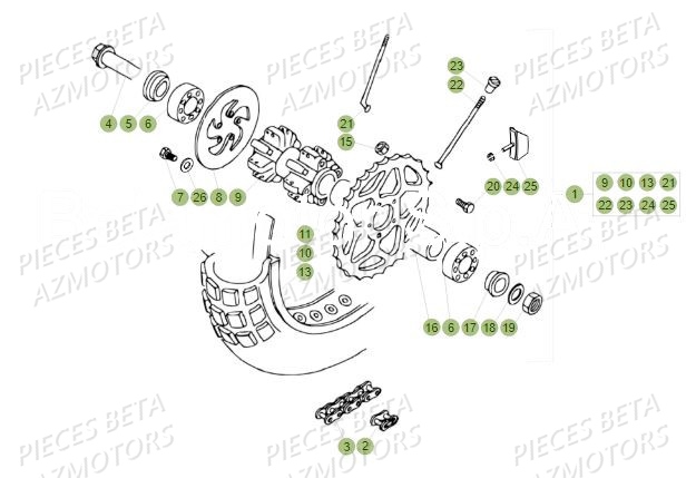 Roue Arriere AZMOTORS PiÃ¨ces BETA REV 80 - (2017)