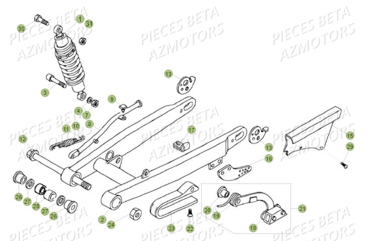 Suspension Arriere AZMOTORS PiÃ¨ces BETA REV 80 - (2017)