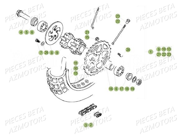 Roue Arriere AZMOTORS PiÃ¨ces BETA REV 80 - (2019)
