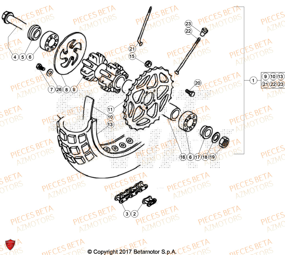 Roue Arriere AZMOTORS PiÃ¨ces BETA REV 80 - (2024)
