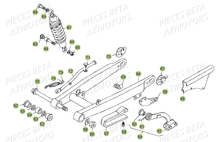 Suspension Arriere AZMOTORS PiÃ¨ces BETA REV 80 JUNIOR - (2010-2011)
