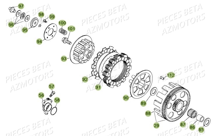 Embrayage Du No Serie 100207 A 199999 AZMOTORS PiÃ¨ces BETA REV 80 JUNIOR - (2012)