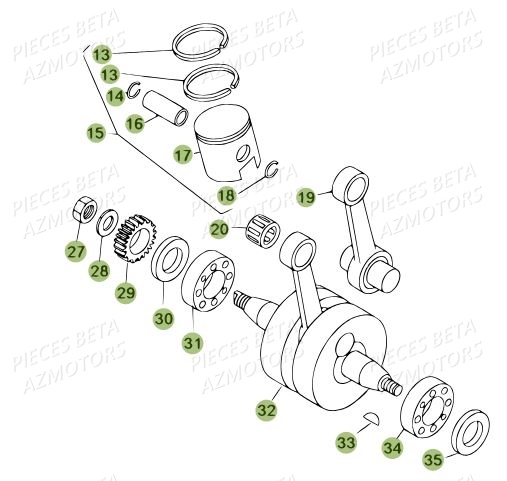 Vilebrequin AZMOTORS PiÃ¨ces BETA REV 80 JUNIOR - (2013)