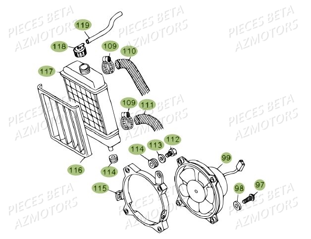 Radiateur AZMOTORS PiÃ¨ces BETA REV 80 JUNIOR - (2014)