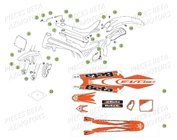 Carenages AZMOTORS PiÃ¨ces BETA REV 80 JUNIOR - (2015)