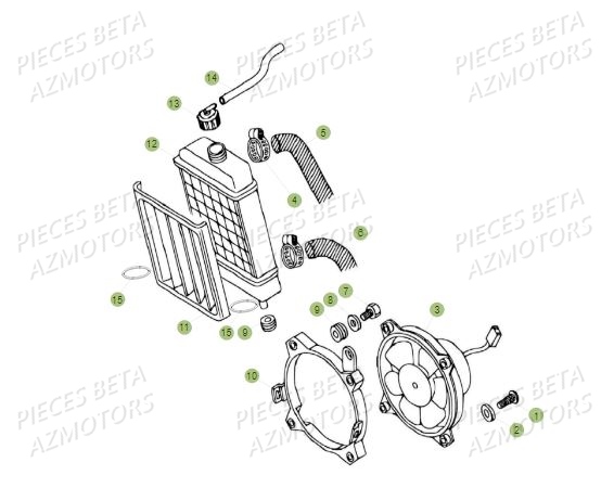 Radiateur AZMOTORS PiÃ¨ces BETA REV 80 JUNIOR - (2015)