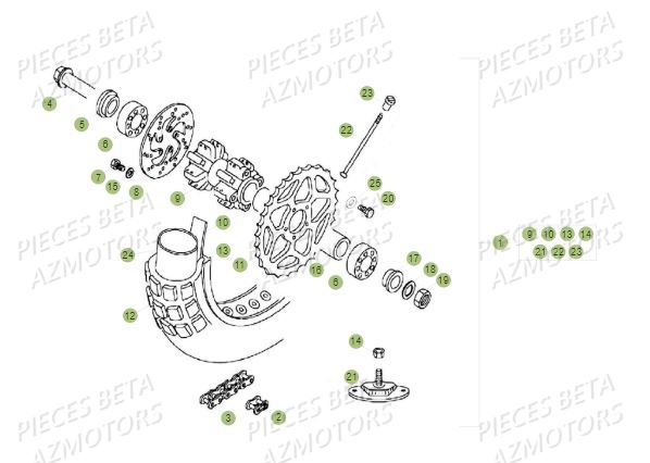 Roue Arriere AZMOTORS PiÃ¨ces BETA REV 80 JUNIOR - (2015)