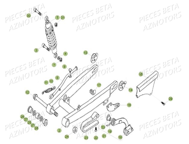 Suspension Arriere AZMOTORS PiÃ¨ces BETA REV 80 JUNIOR - (2016)