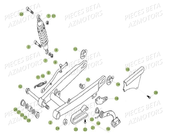 Suspension Arriere AZMOTORS PiÃ¨ces BETA REV 80 JUNIOR - (2017)