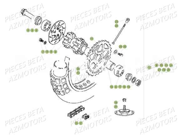 Roue Arriere AZMOTORS PiÃ¨ces BETA REV 80 JUNIOR - (2018)