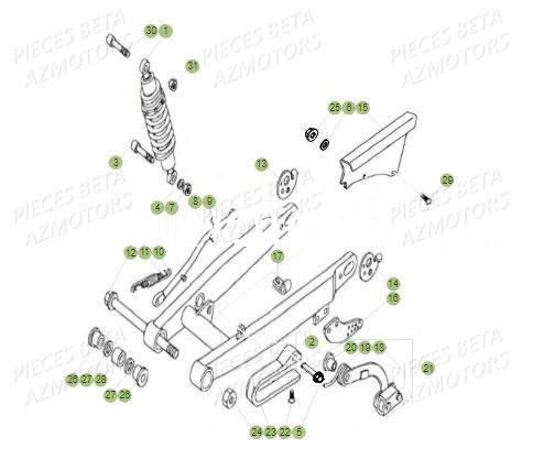 Suspension Arriere AZMOTORS PiÃ¨ces BETA REV 80 JUNIOR - (2019)