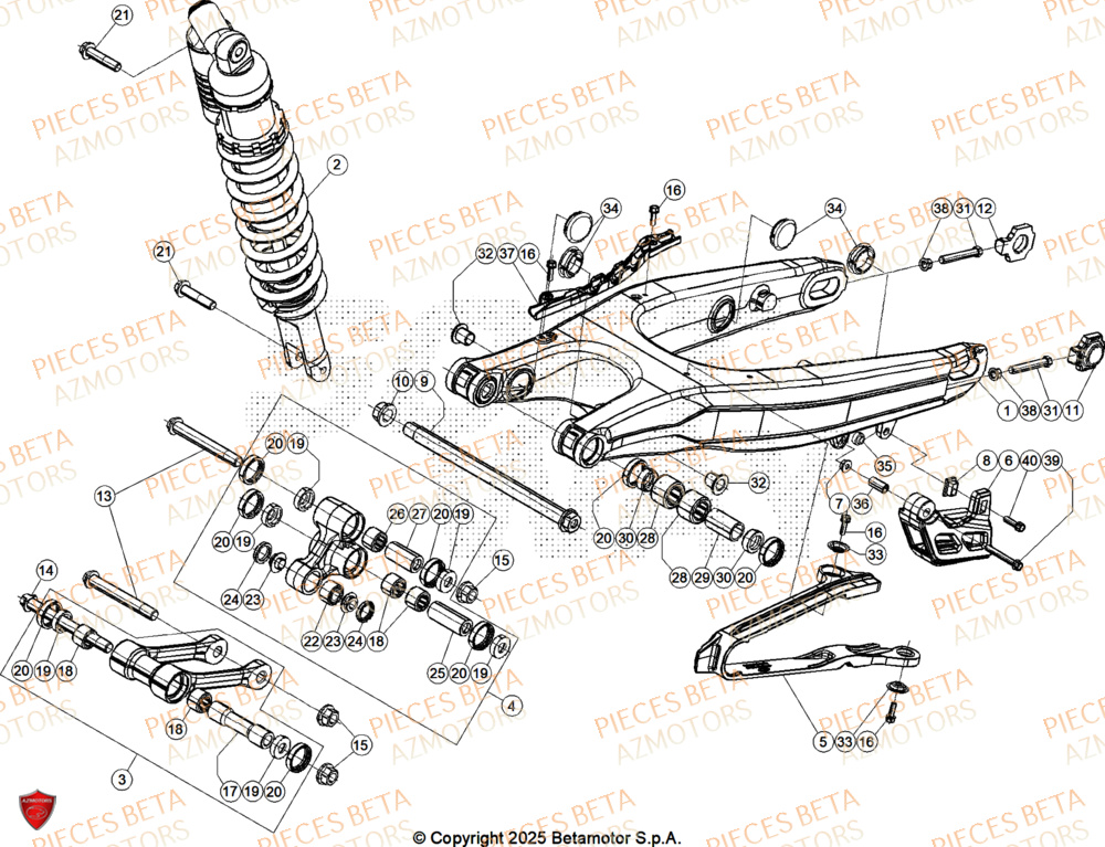 Bras Oscillant AZMOTORS PiÃ¨ces Beta RR 125 2T RACE - 2026