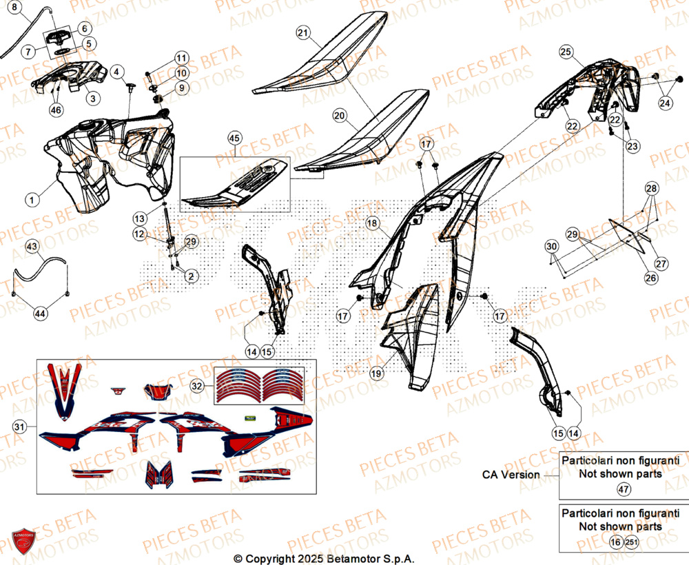 Carenage Arriere AZMOTORS PiÃ¨ces Beta RR 125 2T RACE - 2026