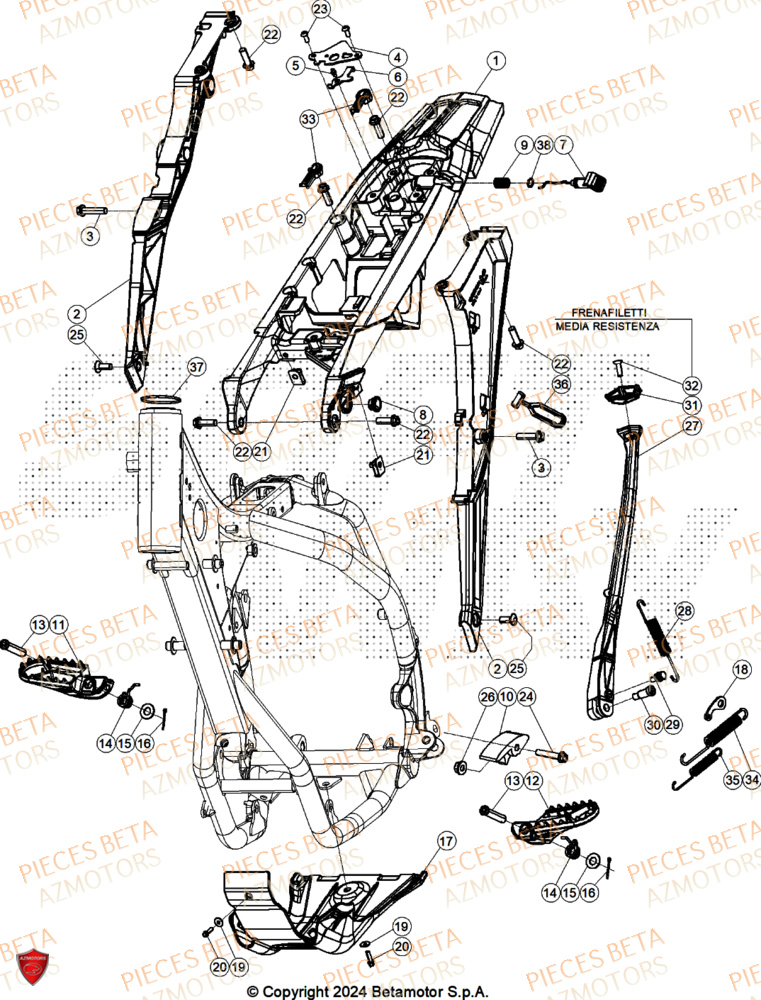 Accessoires Du Chassis AZMOTORS PiÃ¨ces Beta RR 125 2T X-PRO - 2026