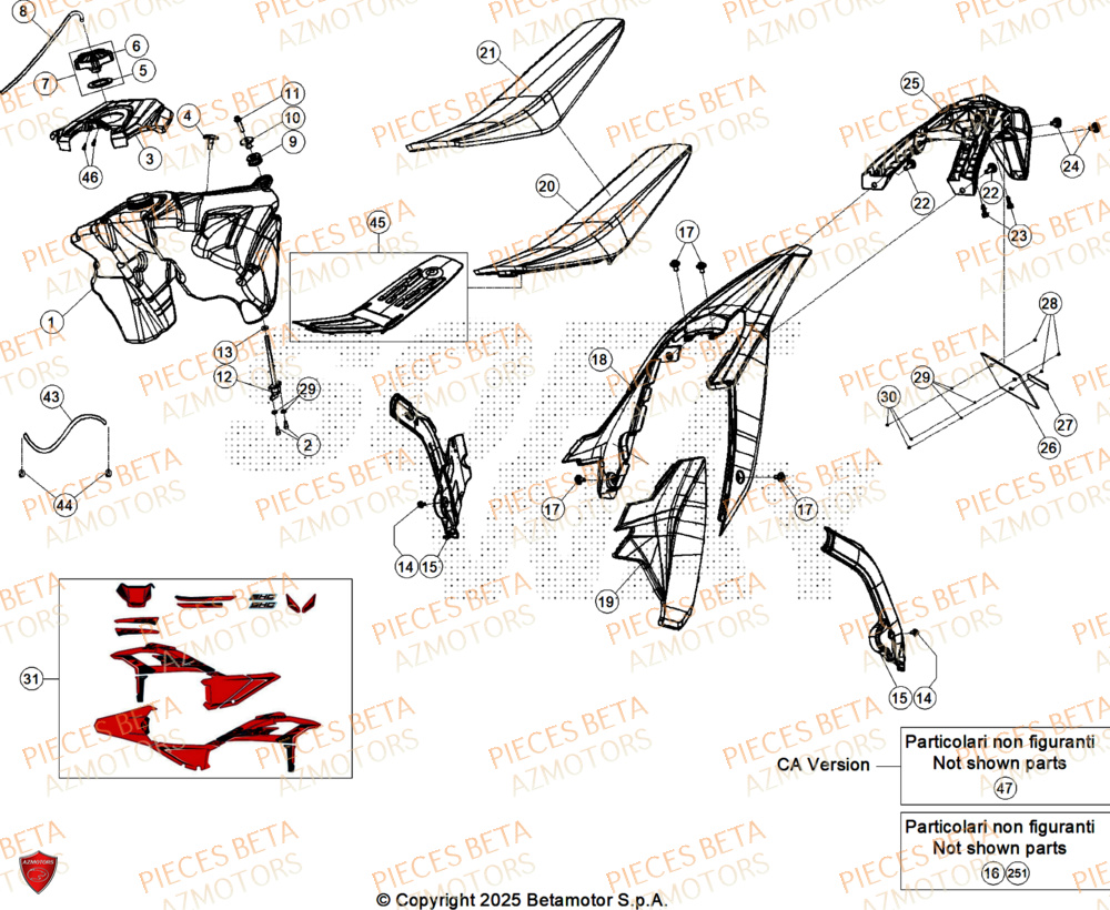 Carenage Arriere AZMOTORS PiÃ¨ces Beta RR 125 2T X-PRO - 2026